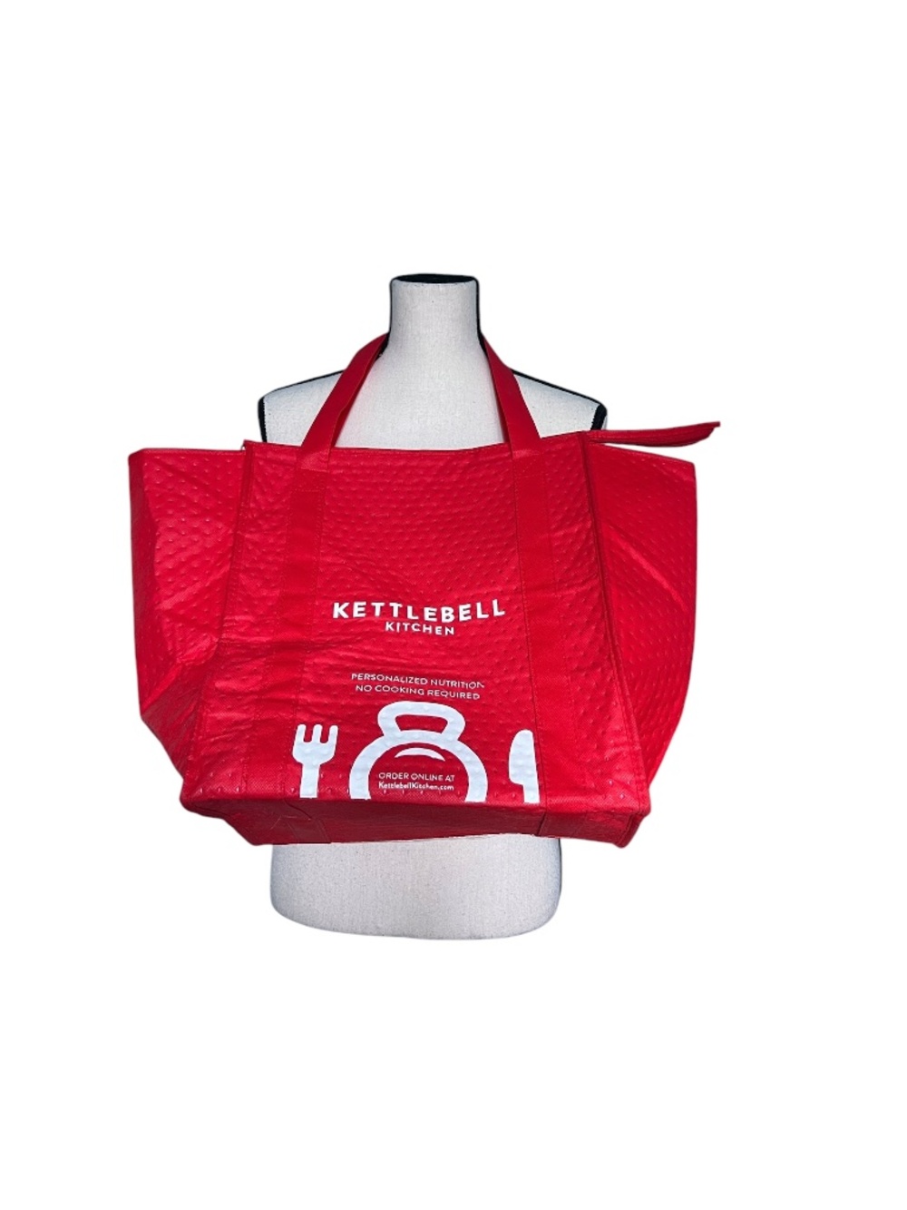 Kettlebell Kitchen Red Insulated Cooler Tote Bag – Reusable Meal Delivery / Groc